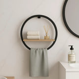 Modern Round Wall Shelf With Towel Holder