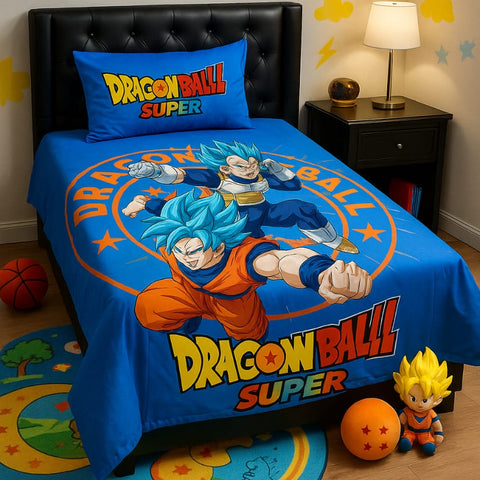 Dragon Ball Super Kids Bedding Set – Goku & Vegeta Blue Duvet Cover with Pillowcase