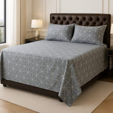 Grey & White Modern Grid Bedsheet (3pcs)