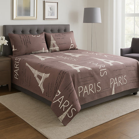 Paris Theme Bedsheet  (3pcs)