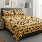 Love Forever Leopard Print Bedsheet Set (3pcs)