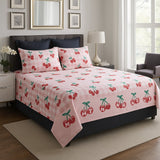 Soft Pink Bedsheet with Cherry Print