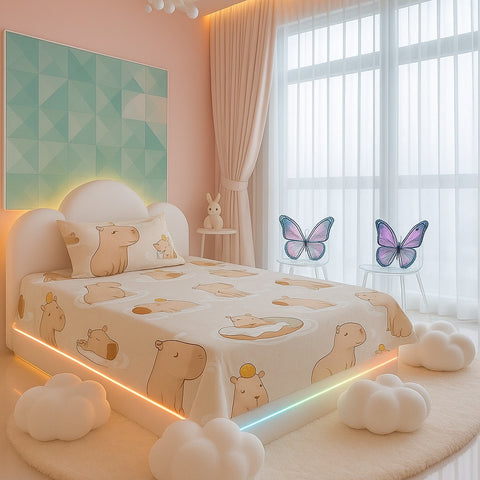 Cute Hippo Kids Bed-sheet