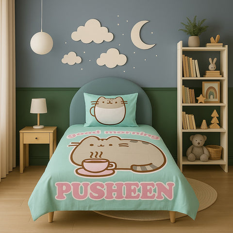 Pusheen Cartoon Bedsheet for Kids | Soft Fabric
