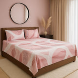 Pink and White Geometric Print Cotton Bedsheet