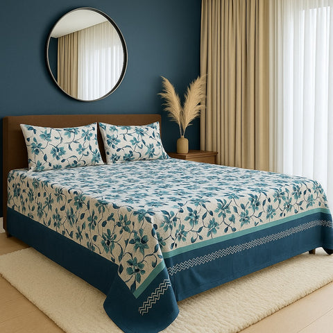 Floral Design Printed Bedsheet (3pcs)