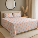 Minimal Peach Flower Print Bedsheet (3 pcs)