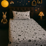 Fun Black & White Cartoon Doodle Kids Bedsheet