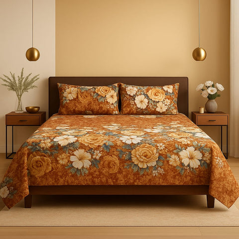 Warm Floral Fleece Bed Sheet