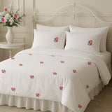 Rose Reverie Embroidered Bedding Set | Elegant Floral Luxury Duvet Cover