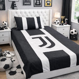 Black & White Football-Inspired Kids Bed Sheet