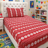 Festive Red Snowflake Kids Bed Sheet