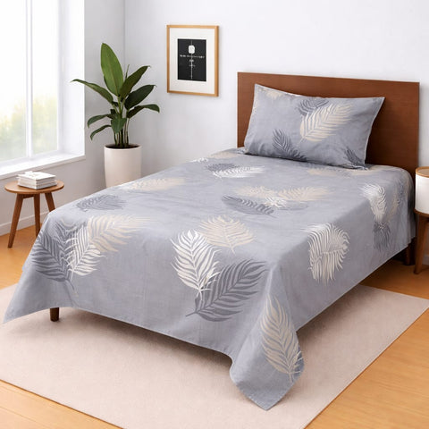 Calm & Neutral Leaf Bed-sheet