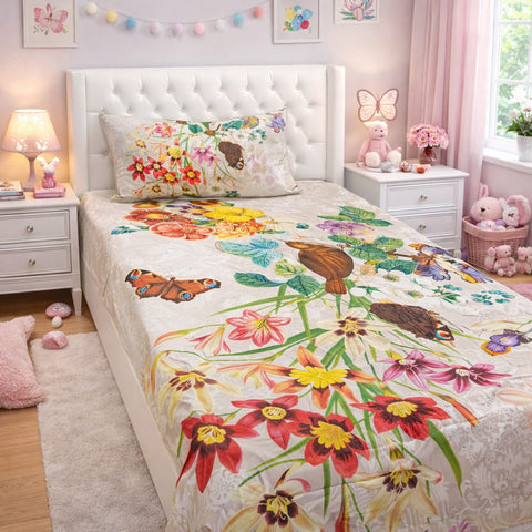 Floral Butterfly Kids Bedding Set