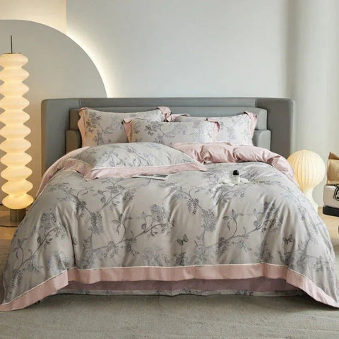 Luxury Digital Printing Flowers & Plants Duvet Set – Elegant Bedroom Statement