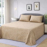 Elegant Beige Abstract Line Print Bedsheet Set