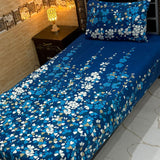 Designer Blue Floral Print Bedsheet – Single Size (Pack of 2)