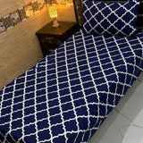 Luxury Navy Blue Geometric Print Bedsheet – Single Size (Pack of 2)