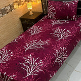 Soft Maroon Floral Print Bedsheet – Single Size (Pack of 2)