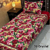 Elegant Red Floral Print Bedsheet – Single Size (Pack of 2)
