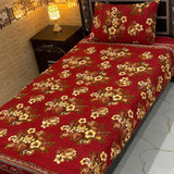Classic Red Garden Print Bedsheet – Single Size (Pack of 2)