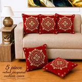Decorative Red Velvet Cushion Cover Set(Pack of 5)