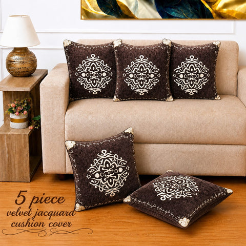 Premium Dark Brown Decorative Cushion Covers(Pack of 5)