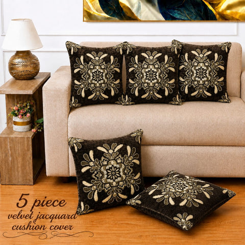 Premium Black Velvet Cushion Cover(Pack of 5)