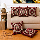 Designer Maroon Floral Cushion Cover(Pack of 5)