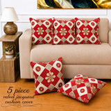 Classic Red Geometric Cushion Cover(Pack of 5)