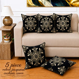 Designer Black Floral Cushion Cover(Pack of 5)