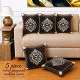 Dark Brown Velvet Decorative Cushion Cover(Pack of 5)