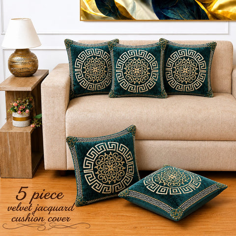 Teal Velvet Sofa Cushion Covers(Pack of 5)