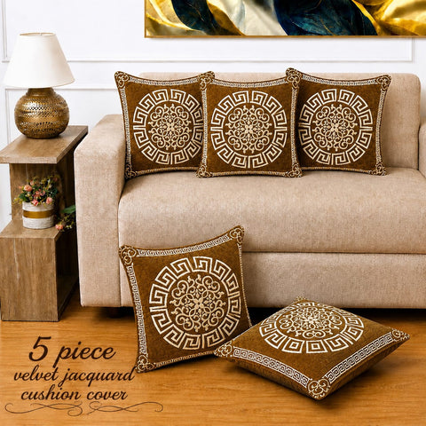Modern Brown Velvet Cushion Covers(Pack of 5)