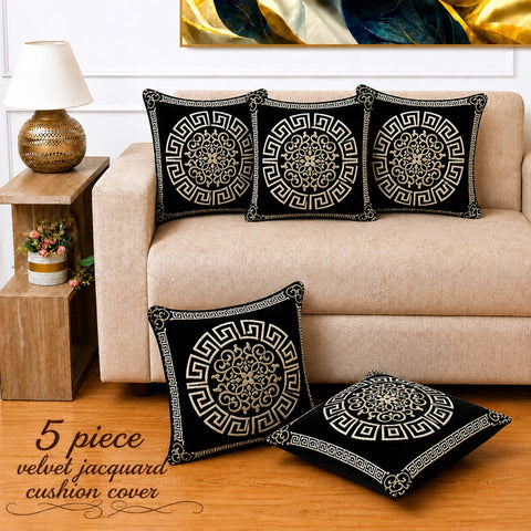 Luxury Black Sofa Cushion Covers(Pack of 5)
