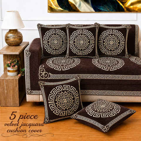 Dark Brown Decorative Cushion Covers(Pack of 5)