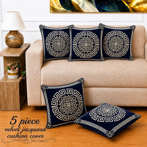 Soft Navy Blue Velvet Cushion Covers(Pack of 5)