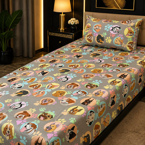 Puppy Paws Printed Kids Bedsheet