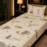 Cartoon Kitty Printed Kids Bedsheet