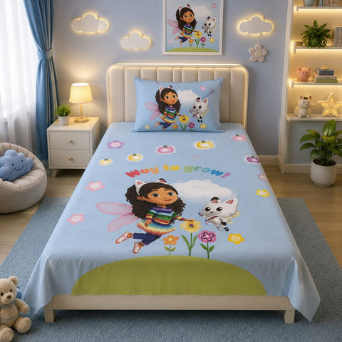 Cute Fairy Girl & Kitten Kids Bedsheet