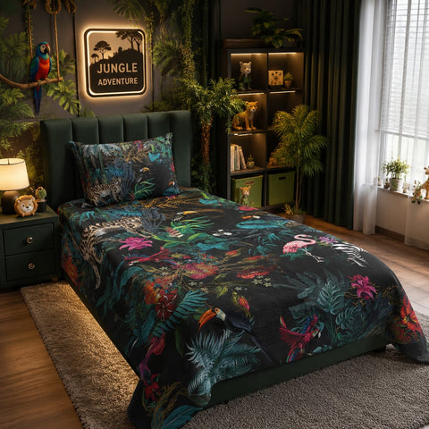 Tropical Jungle Animal Print Kids Bedsheet