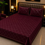 Maroon Geometric Velvet Bedsheet