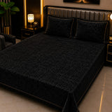 Classic Black Textured Velvet Bedsheet