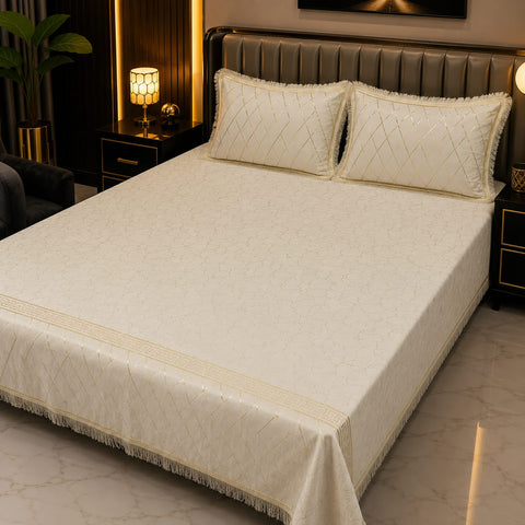 Luxury Ivory Velvet Bedsheet