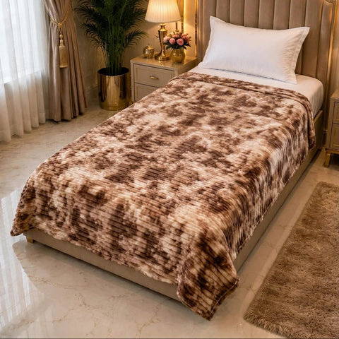 Elegant Brown & Beige Single Fleece Blanket