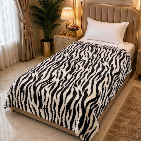 Luxury Zebra Design Single Fleece Blanket
