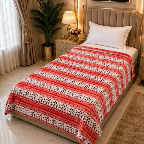 Luxury Coral & White Single Fleece Blanket