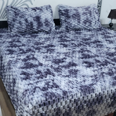 Cozy Grey & Lavender Plush Fleece Bedsheet