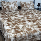 Cozy Brown & Cream Plush Fleece Bedsheet