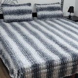 Elegant Grey & White Textured Fleece Bedsheet